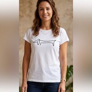 Chic White Dog Outline T-Shirt